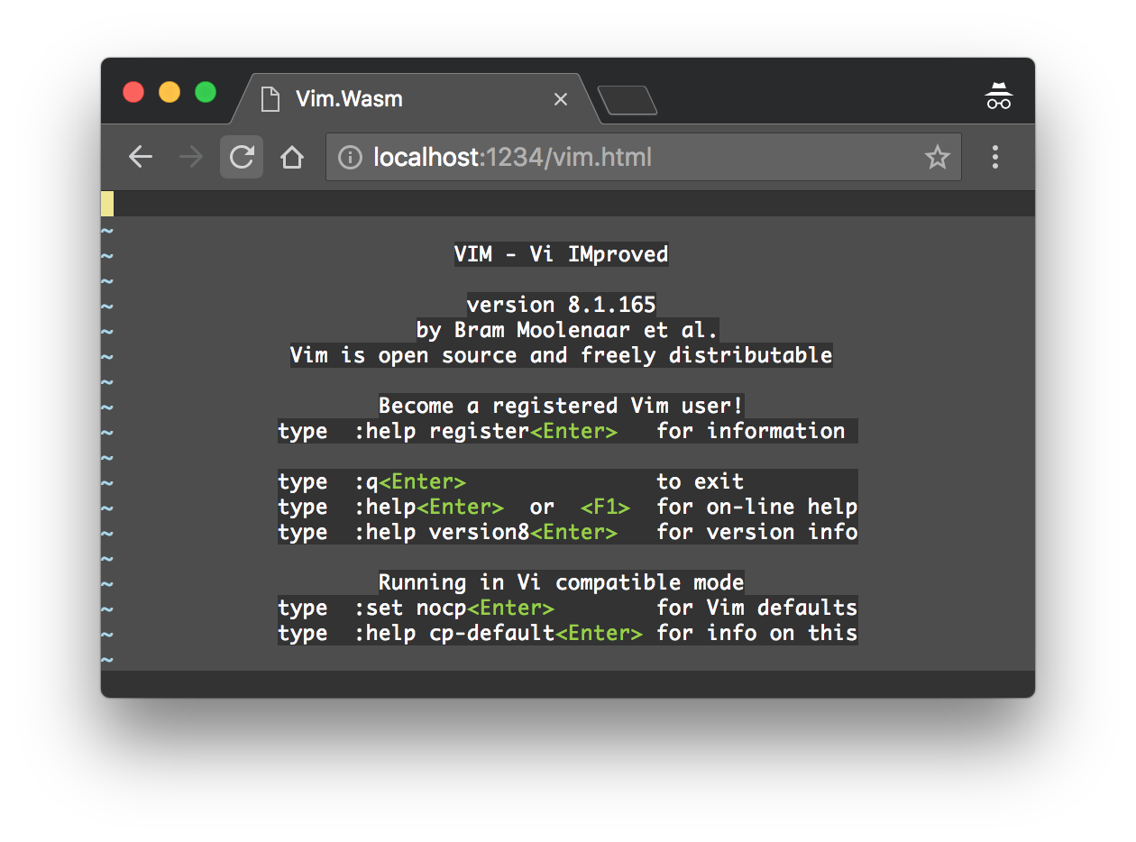 VIM, kompiliert nach WASM im Browser
